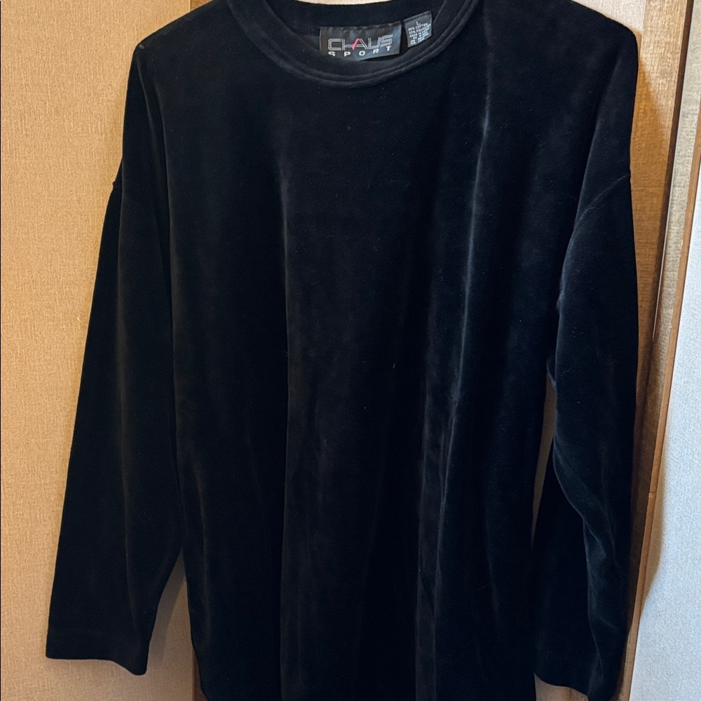 FINAL MARKDOWN Chaus Sport Luxurious Black Velvet Blouse large